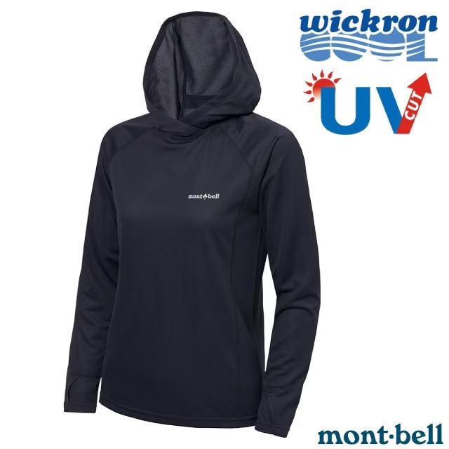 【mont-bell】女 COOL HOODIE UV連帽T恤.套頭衫.運動休閒上衣/1114698 NV 海軍藍✿30E010